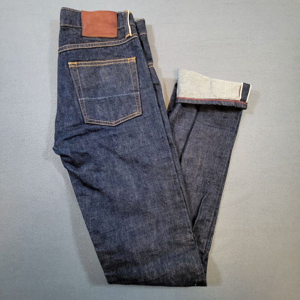 Gustin Selvedge Jeans Mens 28x33 (Tag 30) California Slim Dark Indigo Blue Denim